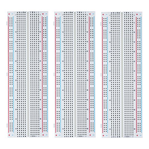 ELEGOO 3 Piezas Breadboard MB-1 Placa Prototipo Sin Soldaduras con 830 Puntos Realizado en PCB Junta Proto Shield de Distribución Bloques de Conexión para Arduino UNO R3 Mega Nano