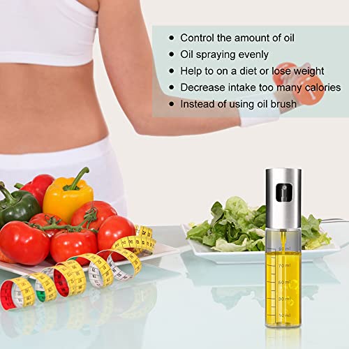 Eletorot Pulverizador Aceite, Spray Aceite Cocina para Freidora de Aire 100ML Aceitera y Vinagre Vaporizador Aceitera Cristal con un Embudo y Pincel para Cocinar, Ensalada, Hornear, Pan