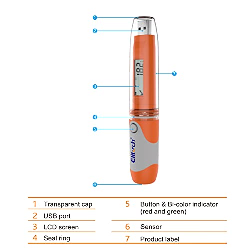 Elitech RC-51H PDF Registrador de Datos de Temperatura y Humedad, USB Registrador Tester Points Pen Style, 32000 Puntos de Registro, Data Logger para Transporte de Alimentos, medicamentos