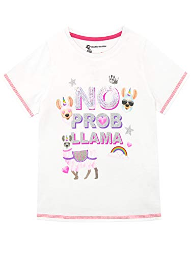 Emoji Camiseta de Manga Corta para niñas Llama Blanco 9-10 Años