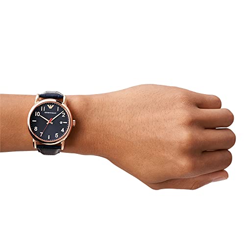 Emporio Armani Reloj Analógico para Hombre de Cuarzo con Correa en Cuero AR11135, Rosa/Azul