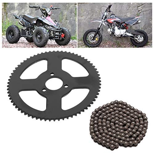 eslabón cadena 25h+Cadena de dientes 25H Piñón trasero + Cadena 144 eslabones Piñón Eje de 2 tiempos apto para Mini Moto eléctrica Bicicleta de bolsillo ATV Quad Accesorio