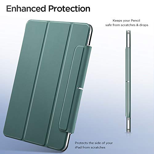 ESR Funda Magnética para iPad Air 4 (2020) 10,9 Pulgadas Cómoda Instalación Magnética, Compatible Emparejamiento y Carga Inalámbrica Apple Pencil, Cubierta Inteligente, Soporte Tríptico, Verde