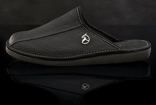 ESTRO Zapatillas De Casa Hombre Invierno Piel De Carnero Pantuflas Casa Hombre Lana Suela De Memoria Frost (46 EU, Negro)