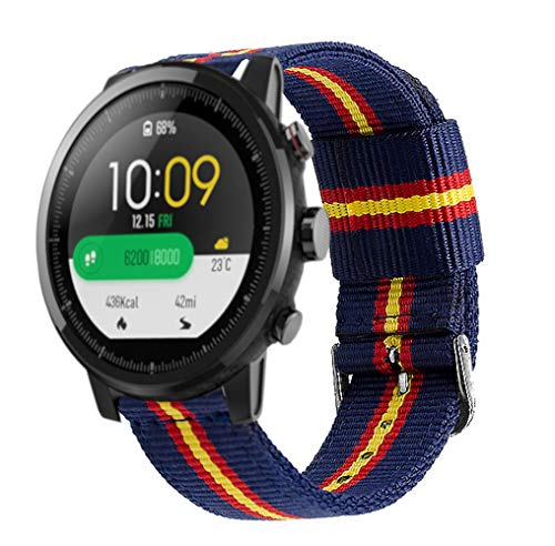 Estuyoya - Pulsera de Nailon Compatible con Xiaomi AMAZFIT Stratos 3 /Stratos 2/Stratos 2S /Amazfit GTR/Amazfit Pace/ 22mm Colores Bandera de España Transpirable Deportiva Casual Elegante - OTAN