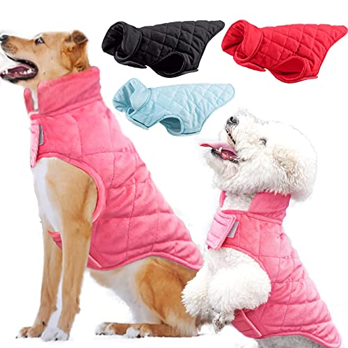 Etechydra - Chaqueta de Abrigo para Perro, Abrigo cálido para otoño e Invierno, Ropa de Perro Suave de Forro Polar, Chaquetas Ligeras y acogedoras para Perros pequeños, Rosa XL