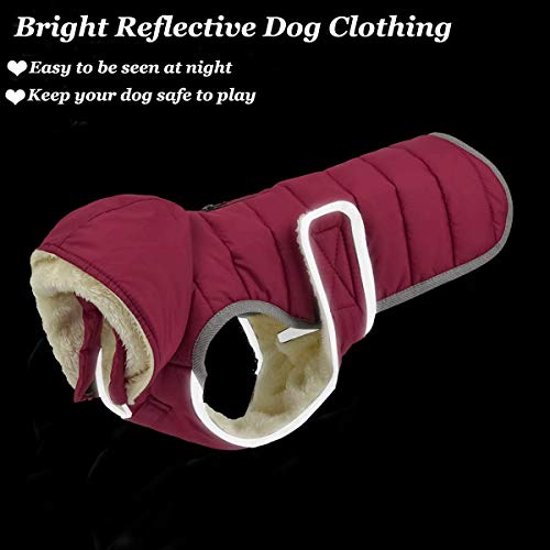 Etechydra Impermeable Chaqueta Abrigada para Perros, Reflectante Abrigo para Perro Sombrero Desmontable, Invierno Chaleco Felpa Chaqueta Perro Abrigo, XL