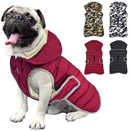 Etechydra Impermeable Chaqueta Abrigada para Perros, Reflectante Abrigo para Perro Sombrero Desmontable, Invierno Chaleco Felpa Chaqueta Perro Abrigo, XL