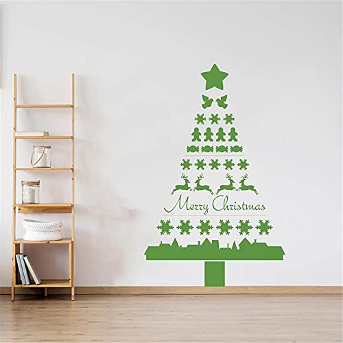 Etiquetas engomadas nórdicas de la pared del árbol de Navidad Santa Claus Candy，Elk，Snowflake Home Window Etiqueta de la pared Mural Art Decal otro color 58x91cm