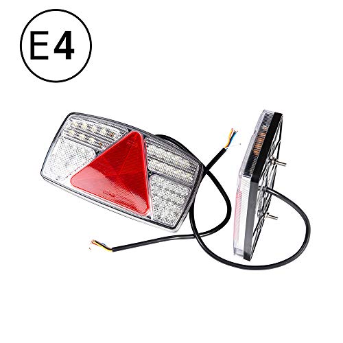 ETUKER 2PCS Pilotos LED Remolque, 10~30V Impermeable Universal Piloto Trasero Remolque Luces de Freno Traseras, Para Camión/RV/Caravana/Luces Remolque Traseras(53 Chips LED-1Par)