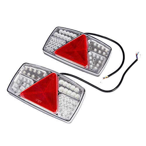 ETUKER 2PCS Pilotos LED Remolque, 10~30V Impermeable Universal Piloto Trasero Remolque Luces de Freno Traseras, Para Camión/RV/Caravana/Luces Remolque Traseras(53 Chips LED-1Par)