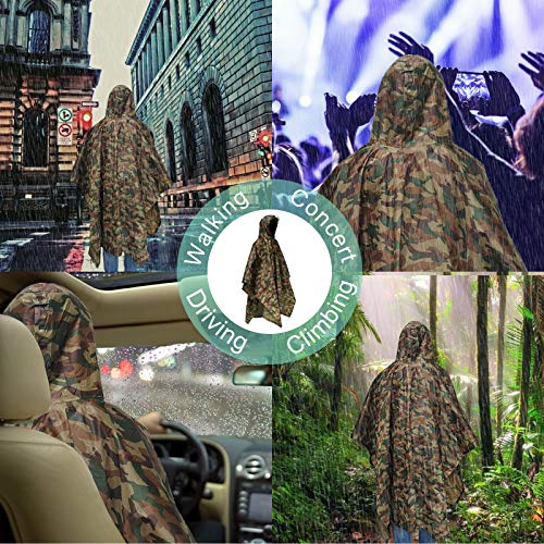 Euyecety Poncho Impermeable Poncho Lluvia, 3 en 1 Chubasquero Hombre Mujer/Toldo Manta/Estera de Camping, Transpirable Ligero Chubasquero Poncho con Capucha para Camping Trekking Senderismo