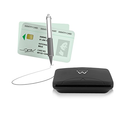 Ewent EW1052 - Lector de Tarjetas electrónicas Compatible con Windows/Mac, Color Negro