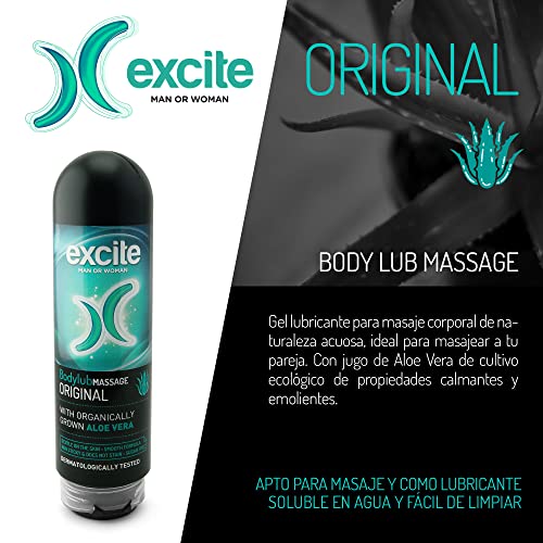 EXCITE Gel Lubricante masaje íntimo con Aloe Vera de cultivo ecológico. Lubricante íntimo. 200ml.