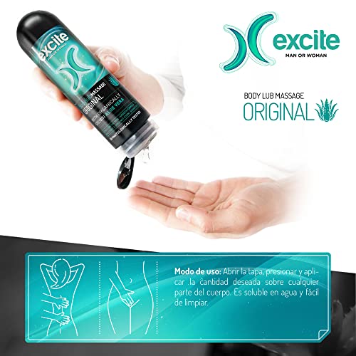 EXCITE Gel Lubricante masaje íntimo con Aloe Vera de cultivo ecológico. Lubricante íntimo. 200ml.