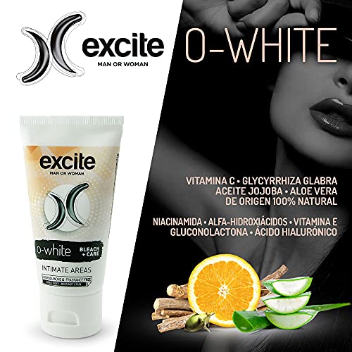 EXCITE O-WHITE Crema aclaradora corporal piel íntima mujer y hombre. Aclara y cuida la piel de axilas, entrepierna y tus partes más íntimas. 50 ml.