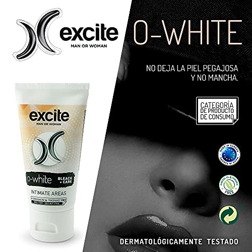 EXCITE O-WHITE Crema aclaradora corporal piel íntima mujer y hombre. Aclara y cuida la piel de axilas, entrepierna y tus partes más íntimas. 50 ml.