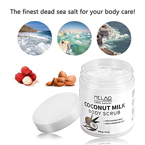 Exfoliante exfoliante corporal Leche de coco y sal del mar muerto Exfoliante y mascarilla hidratante e hidratante para el cuerpo