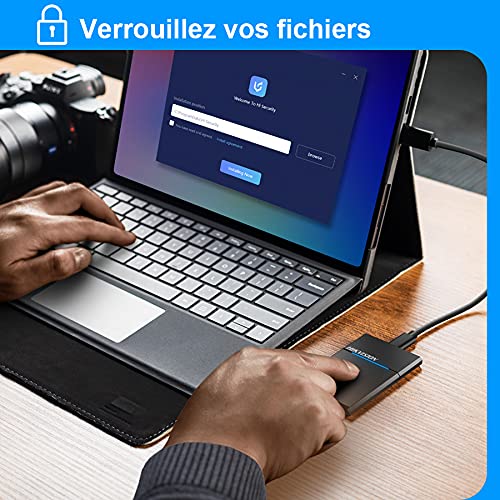 Externo Disco Duro Portátil NVMe Unidad de Estado sólido - hasta 1060MB/s, USB 3.2 Gen.2, USB-A,USB-C, Resistente al Agua y al Polvo,-HIKVISION Elite 7 táctil 1TB SSD-Negro