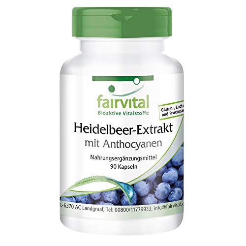 Extracto de Arándano 500mg con Antocianinas - Vaccinium myrtillus (Bilberry) - VEGANO - Dosis elevada - 25% de Antocianinas - 90 Cápsulas - Calidad Alemana
