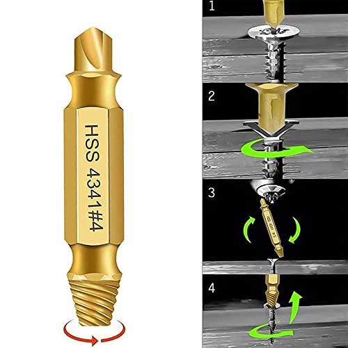 Extractor de Tornillos，6 tipos diferentes de extractores de tornillos, herramienta para quitar tornillos rotos HSS 4341, apto para quitar tornillos dañados o agrietados (dorados)