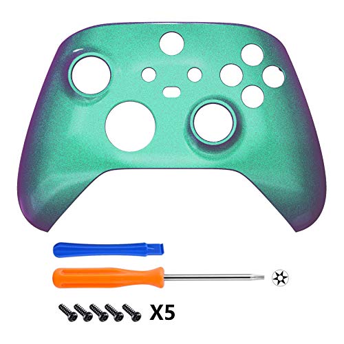 eXtremeRate Carcasa para Mando Xbox Series X S Protector Placa Frontal Funda Delantera Reemplazo Kit Cubierta Cover Shell para Control de Xbox Series S X-No Incluye Mando(De Violeta a Verde)