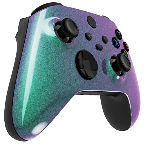 eXtremeRate Carcasa para Mando Xbox Series X S Protector Placa Frontal Funda Delantera Reemplazo Kit Cubierta Cover Shell para Control de Xbox Series S X-No Incluye Mando(De Violeta a Verde)