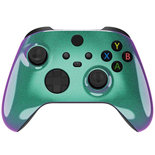 eXtremeRate Carcasa para Mando Xbox Series X S Protector Placa Frontal Funda Delantera Reemplazo Kit Cubierta Cover Shell para Control de Xbox Series S X-No Incluye Mando(De Violeta a Verde)