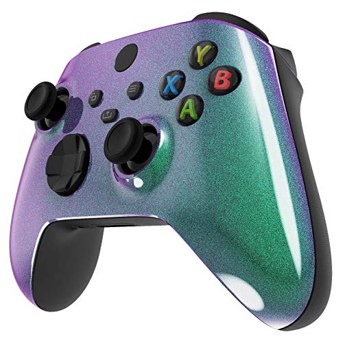 eXtremeRate Carcasa para Mando Xbox Series X S Protector Placa Frontal Funda Delantera Reemplazo Kit Cubierta Cover Shell para Control de Xbox Series S X-No Incluye Mando(De Violeta a Verde)