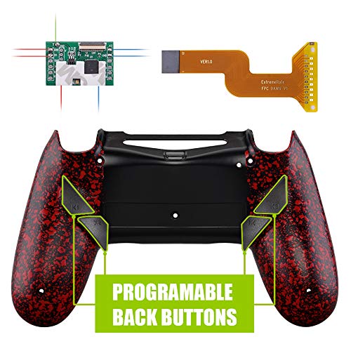 eXtremeRate Dawn Programable Remap Kit Botón de Reasignación para Playstaion 4 con Board de Actuelización&Carcasa Trasera Diseñada&4 Botones Traseros para PS4 Mando JDM 040/050/055(Salpicadura Roja)