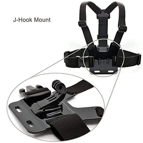 Eyeon Chest Mount Montura con Correa Arnes de Pecho con J Hook y Tornillo Soporte para Camara GoPro, Xiaomi YI, SJCAM, Campark, Victure, Crosstour, Apeman y más Action Camera 