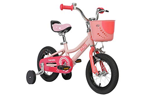 FabricBike Kids - Bicicleta con Pedales para niño y niña, Ruedines de Entrenamiento Desmontables, Frenos, Ruedas 12 y 16 Pulgadas, 4 Colores (Sweet Pink, 12": 2-3,5 Años (Estatura 70cm - 96cm))
