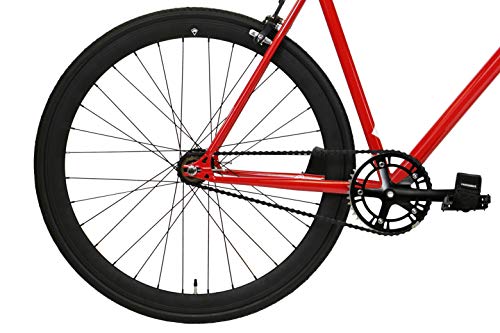 FabricBike Original Pro- Bicicleta Fixie, Piñon Fijo Flip-Flop, Single Speed, Cuadro Hi-Ten Acero, 10,45 kg. (Talla M) (Pro Red & Matte Black, S-49cm)