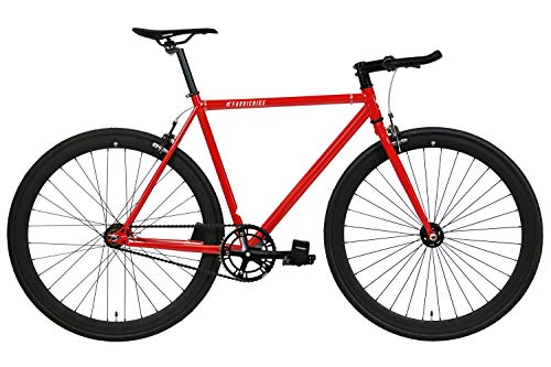 FabricBike Original Pro- Bicicleta Fixie, Piñon Fijo Flip-Flop, Single Speed, Cuadro Hi-Ten Acero, 10,45 kg. (Talla M) (Pro Red & Matte Black, S-49cm)