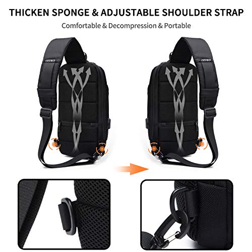 FANDARE Nuevo Bolsa de Pecho Antirrobo Bolsa Deportiva de Hombro Hombre Bolsa de Honda Mochila con Cerradura de contraseña/USB,para Acampada,Viaje,Ciclismo,Senderismo Impermeable Poliéster Gris