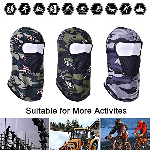 FANDE Pasamontañas de Camuflaje 3PCS, Máscara de Montar a Prueba de Viento y UV, Utilizada para Motocicletas, Bicicletas, Montañismo, Caza y Deportes al Aire Libre, Adecuada para Primavera y Verano