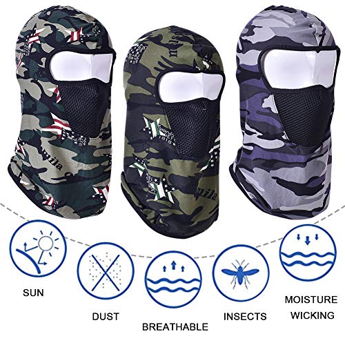 FANDE Pasamontañas de Camuflaje 3PCS, Máscara de Montar a Prueba de Viento y UV, Utilizada para Motocicletas, Bicicletas, Montañismo, Caza y Deportes al Aire Libre, Adecuada para Primavera y Verano