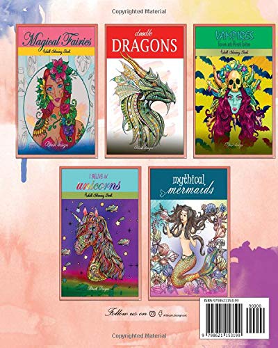Fantasy Creatures: Adult Coloring Book Collection (Stress Relieving Creative Fun Drawings to Calm Down, Reduce Anxiety & Relax. Great Christmas Gift Idea For Men & Women 2021-2022)