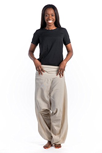 FANTAZIA - Pantalón Sarouel Bali de algodón nepalés Aladin sarwel – Talla S a XXXL – 100% algodón – Negro – Básico liso – Cómodo y original – creado en Francia, fabricación ética desde 2004.