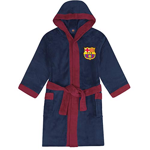 FCB FC Barcelona - Batín con Forro Polar y Capucha para Hombre - Producto Oficial - Azul - Pequeña