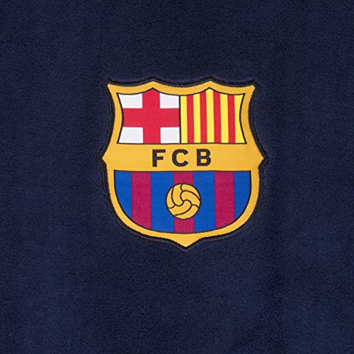 FCB FC Barcelona - Batín con Forro Polar y Capucha para Hombre - Producto Oficial - Azul - Pequeña
