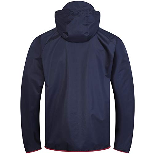 FCB FC Barcelona - Chaqueta Cortavientos Oficial - para Hombre - Impermeable - Azul Marino - Capucha - Grande