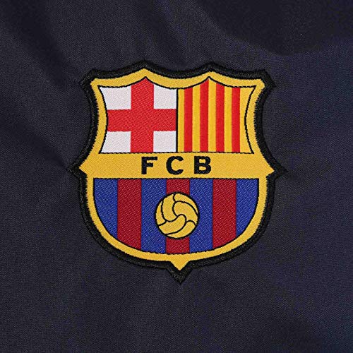 FCB FC Barcelona - Chaqueta Cortavientos Oficial - para Hombre - Impermeable - Azul Marino - Capucha - Grande