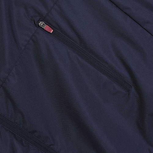 FCB FC Barcelona - Chaqueta Cortavientos Oficial - para Hombre - Impermeable - Azul Marino - Capucha - Grande