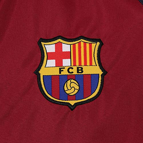 FCB FC Barcelona - Chaqueta Cortavientos Oficial - para niño - Impermeable - Azul Marino/Rojo - 12-13 años