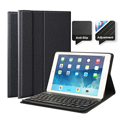 feelkaeu iPad 2018 iPad 2017 iPad Air 1(2013) iPad Air 2(2014) iPad Pro 9.7"(2016) Funda con Teclado Bluetooth, iPad Funda Protectora con Teclado Inalambrico QWERTY Español Negro Retroiluminado