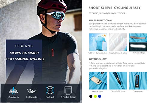 FEIXIANG Maillot de ciclismo para hombre, manga corta, camiseta de ciclismo, ropa de bicicleta con tejido transpirable de secado rápido