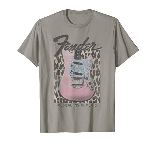 Fender Pink Grunge Leopard Guitar & Logo Camiseta