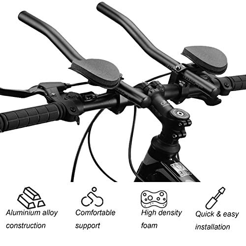 Festnight Manillar de Descanso para Bicicletas Bicicleta de contrarreloj Aerobar Ciclismo Aleación de Aluminio Brazo Aero Bar Manillares de relajación para Bicicletas de Carretera y montaña