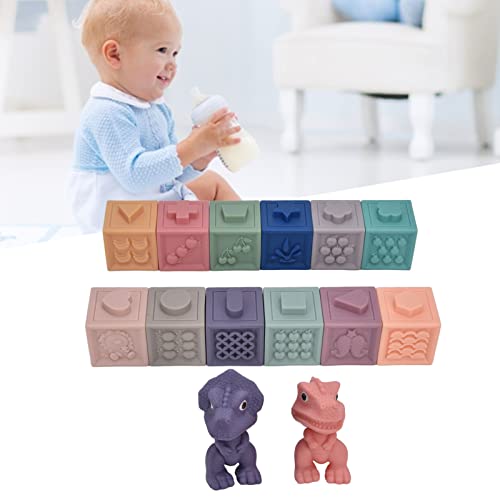 FEYV Bloques Suaves para Bebés, 14 Piezas de Pegamento Flexible Masticable para Apretar Juguetes para Niños Pequeños(1045)